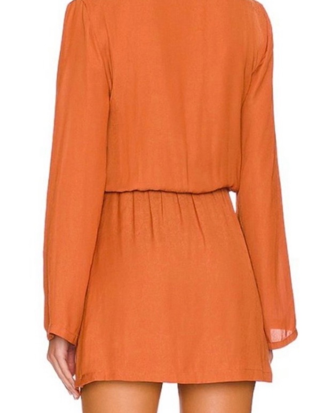 Free People Simone Cinnaber Rust Wrap Mini Dress - Women's Elegant Wrap Dress - Picture 3 of 12